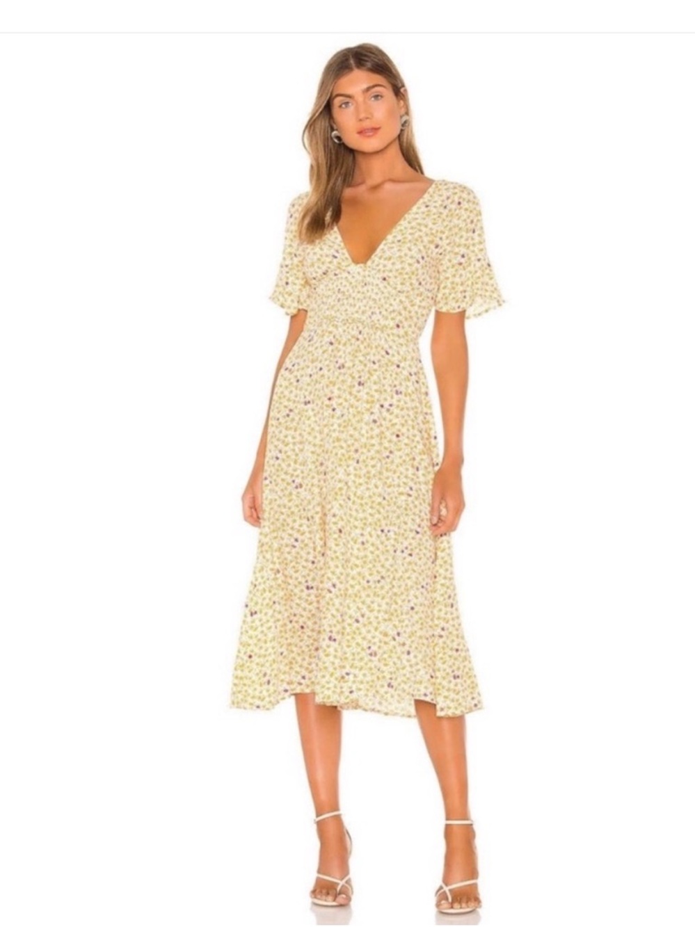 Free People In Full Bloom Smocked Waist Midi Dress